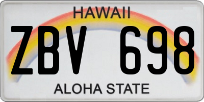 HI license plate ZBV698