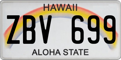 HI license plate ZBV699