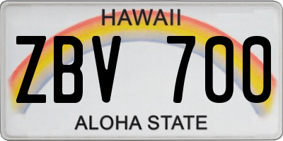 HI license plate ZBV700