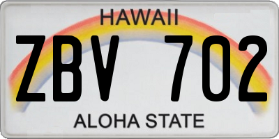 HI license plate ZBV702
