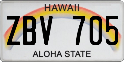 HI license plate ZBV705