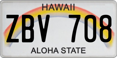 HI license plate ZBV708