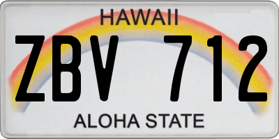 HI license plate ZBV712
