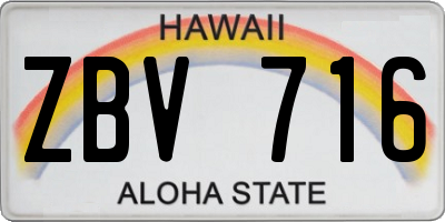 HI license plate ZBV716
