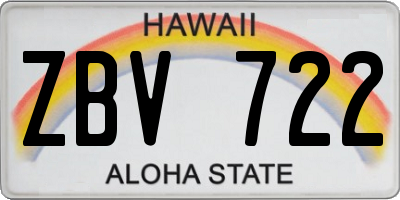 HI license plate ZBV722