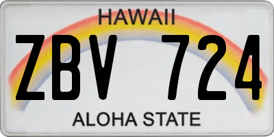 HI license plate ZBV724