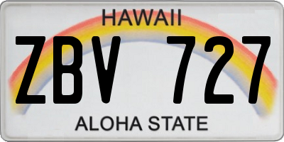 HI license plate ZBV727