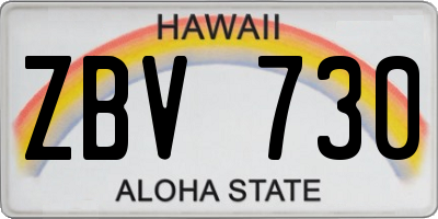 HI license plate ZBV730