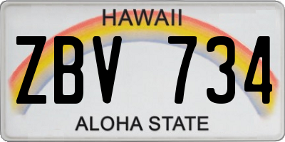 HI license plate ZBV734