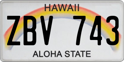 HI license plate ZBV743