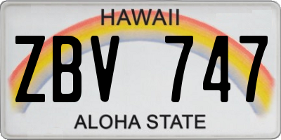 HI license plate ZBV747