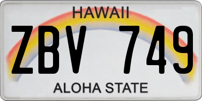 HI license plate ZBV749