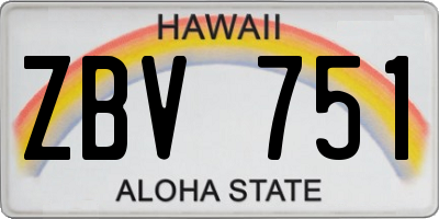 HI license plate ZBV751