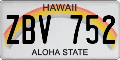 HI license plate ZBV752