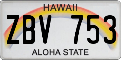 HI license plate ZBV753
