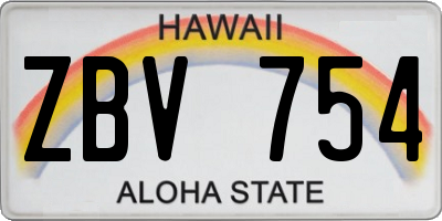 HI license plate ZBV754