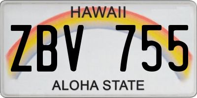 HI license plate ZBV755