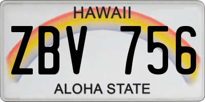 HI license plate ZBV756