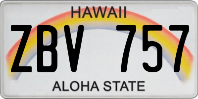 HI license plate ZBV757