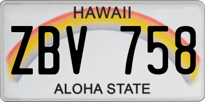 HI license plate ZBV758