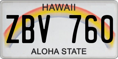 HI license plate ZBV760