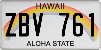 HI license plate ZBV761