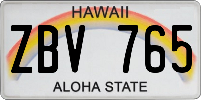 HI license plate ZBV765