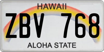 HI license plate ZBV768