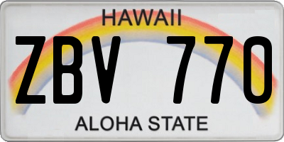 HI license plate ZBV770