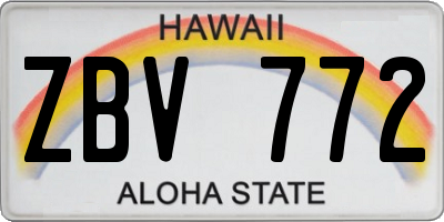 HI license plate ZBV772