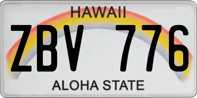 HI license plate ZBV776
