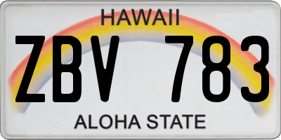 HI license plate ZBV783