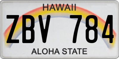 HI license plate ZBV784