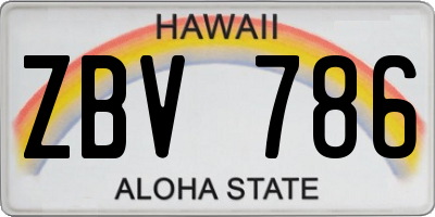 HI license plate ZBV786