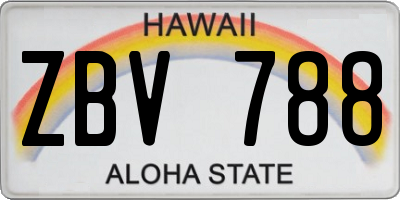 HI license plate ZBV788