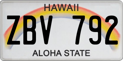 HI license plate ZBV792