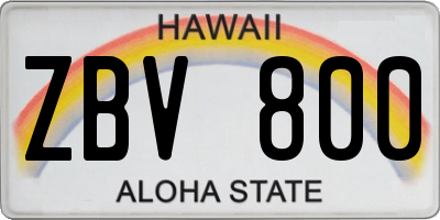 HI license plate ZBV800