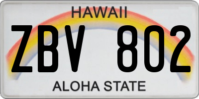 HI license plate ZBV802