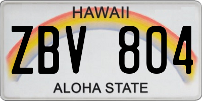 HI license plate ZBV804