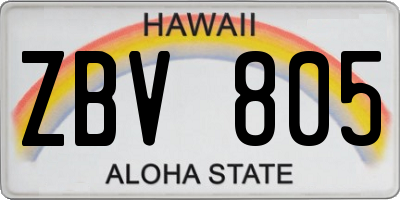 HI license plate ZBV805