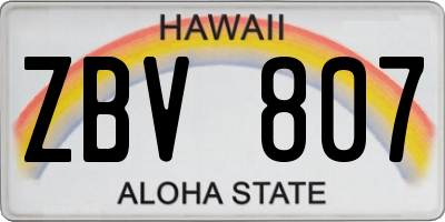 HI license plate ZBV807