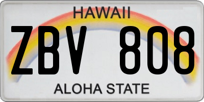 HI license plate ZBV808