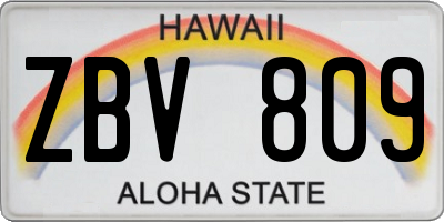 HI license plate ZBV809