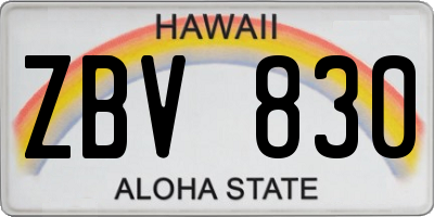 HI license plate ZBV830