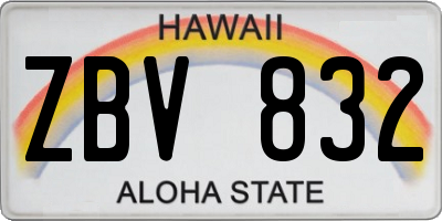 HI license plate ZBV832