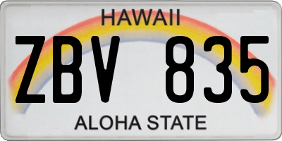 HI license plate ZBV835