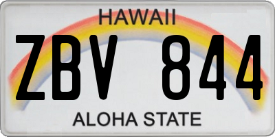 HI license plate ZBV844