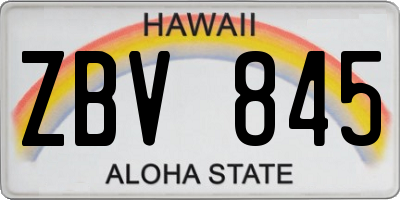 HI license plate ZBV845
