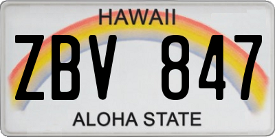 HI license plate ZBV847