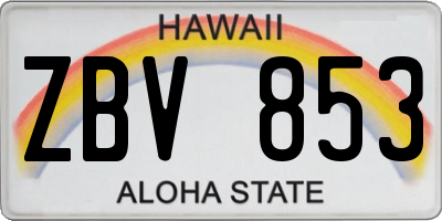 HI license plate ZBV853